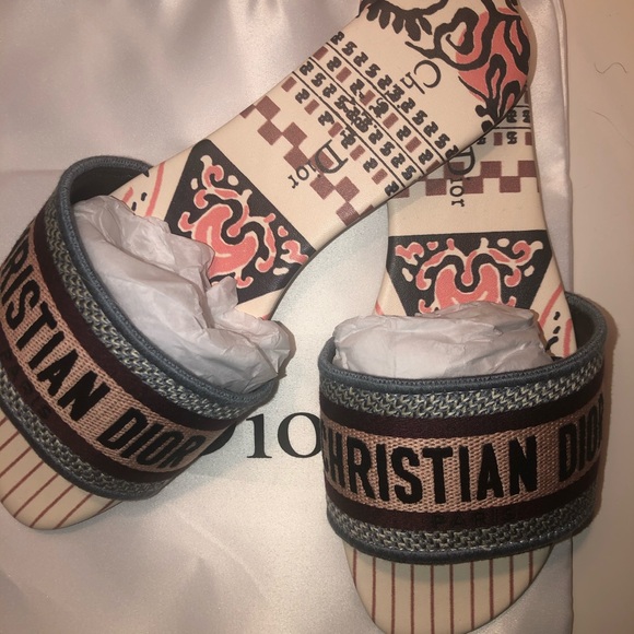 Authentic Christian Dior Dway Multi color Slides - Picture 3 of 9